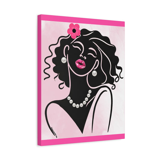 Pearls & Curls2 | Pink Pout Matte Canvas Print