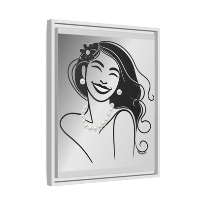 Pearls & Curls 3 | Black and White Framed Matte Canvas Wall Art