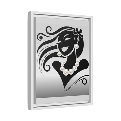 Pearls & Curls 6 | Black and White Framed Matte Canvas Wall Art (black or white frame)