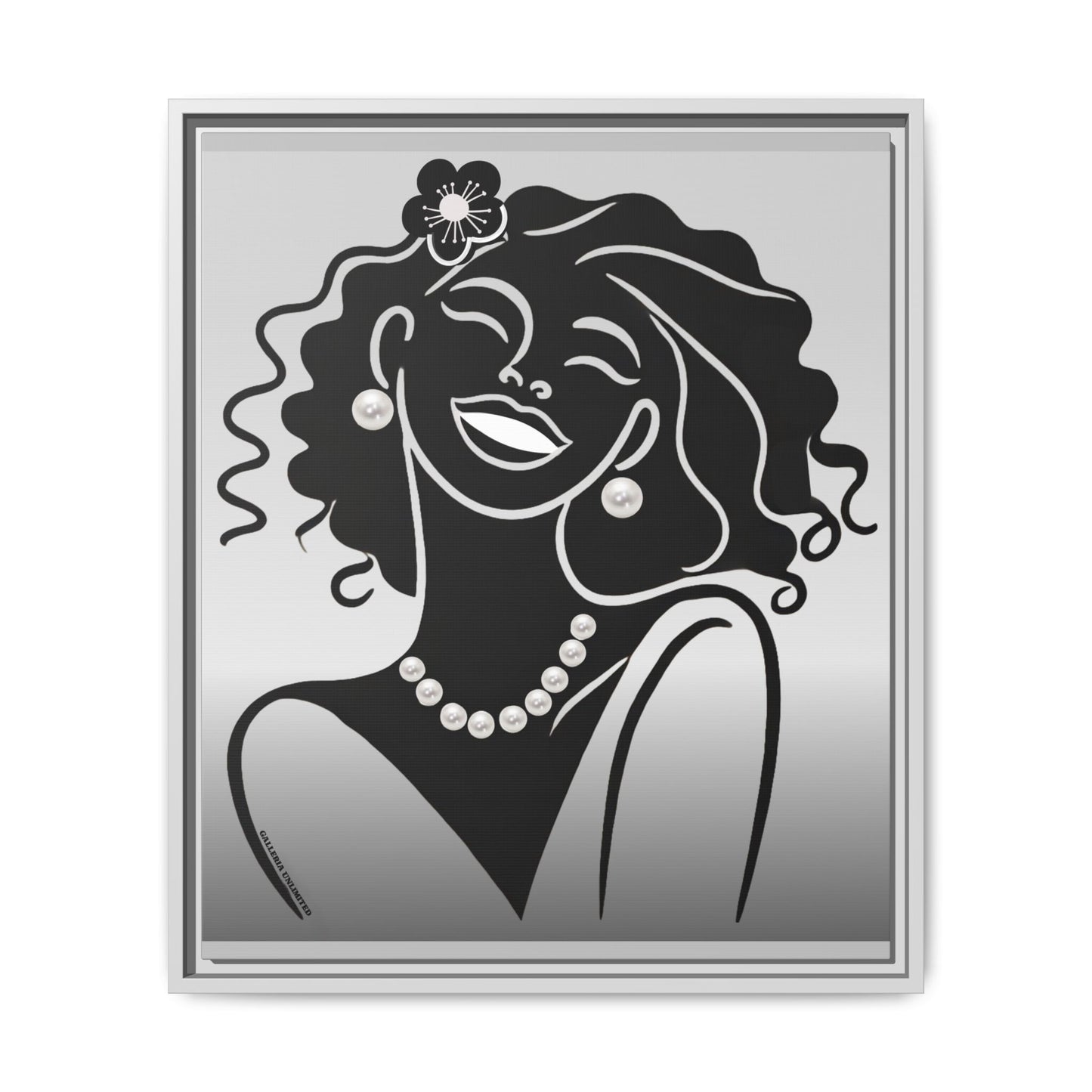 Pearls & Curls 2 | Black and White Framed Matte Canvas Wall Art (black or white frame)