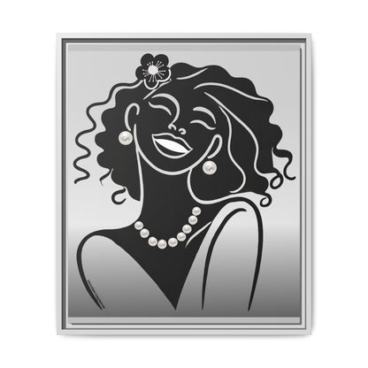 Pearls & Curls 2 | Black and White Framed Matte Canvas Wall Art (black or white frame)