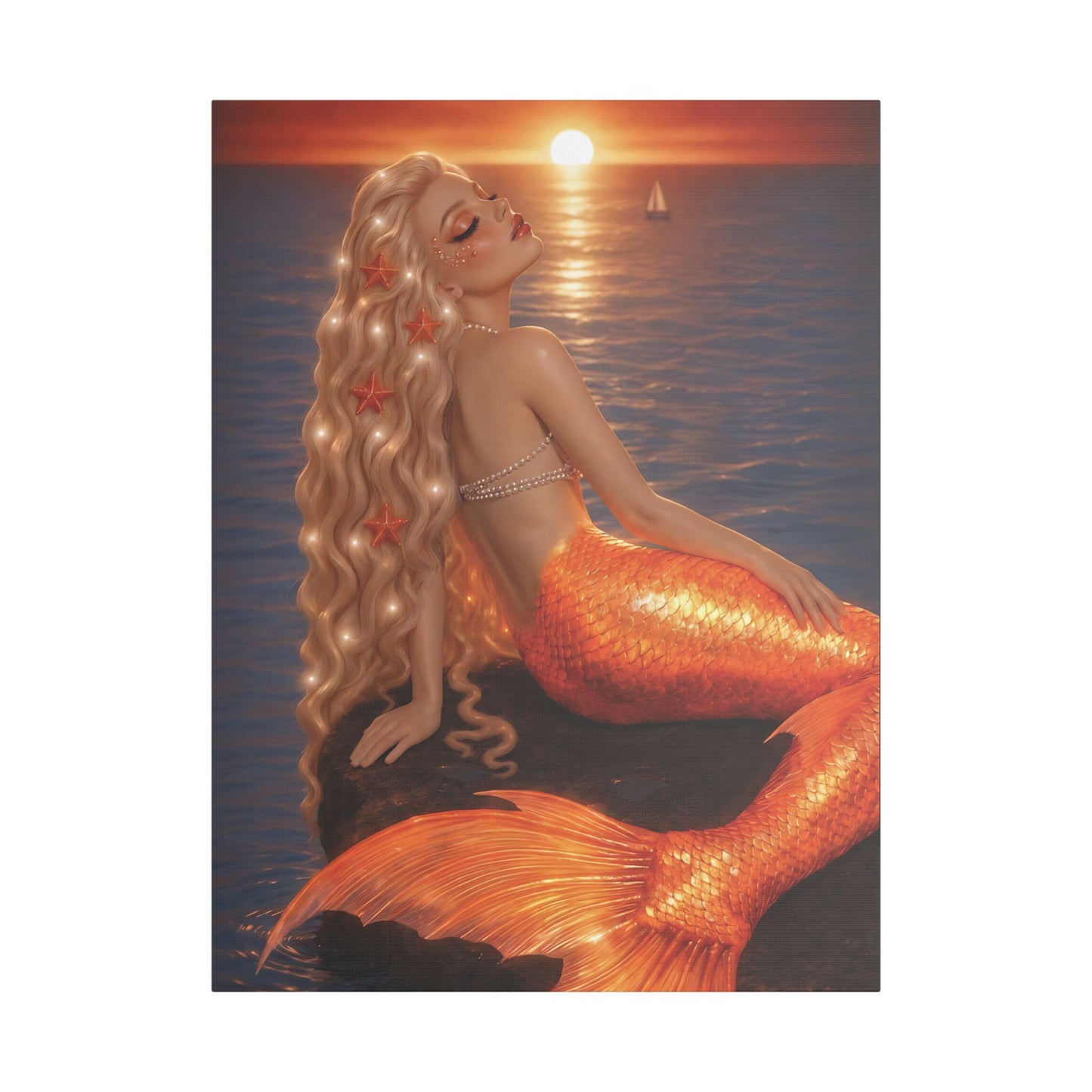 Gilded Sirens | Amber Horizon, Satin Stretched Canvas Print