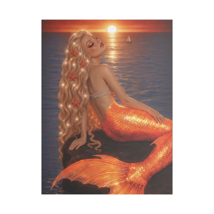 Gilded Sirens | Amber Horizon, Satin Stretched Canvas Print