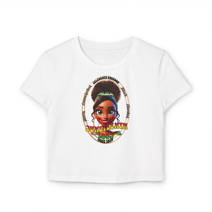 The 92% Club | Juneteenth Celebration Baby Tee, front and back design
