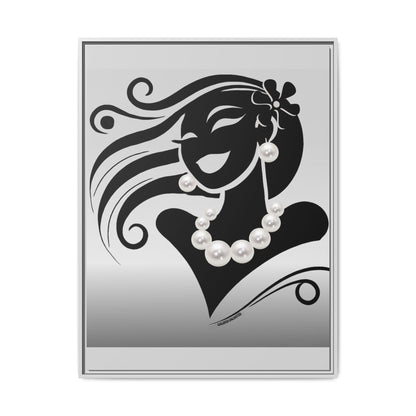 Pearls & Curls 6 | Black and White Framed Matte Canvas Wall Art (black or white frame)
