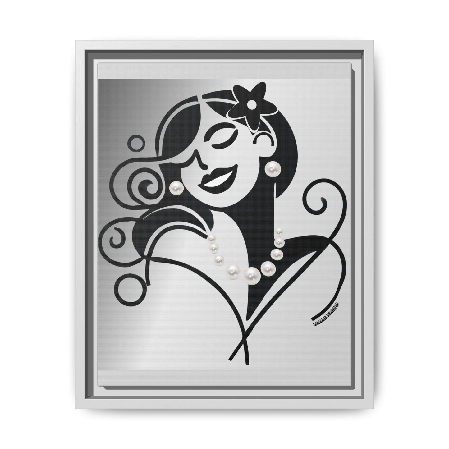 Pearls & Curls 4 | Black and White Framed Matte Canvas Wall Art (black or white frame)