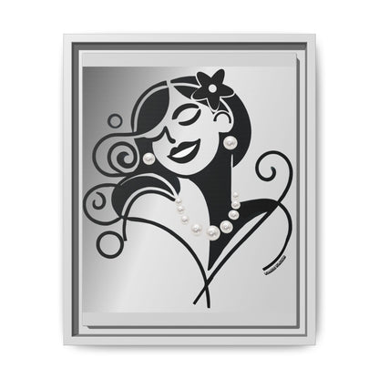 Pearls & Curls 4 | Black and White Framed Matte Canvas Wall Art (black or white frame)