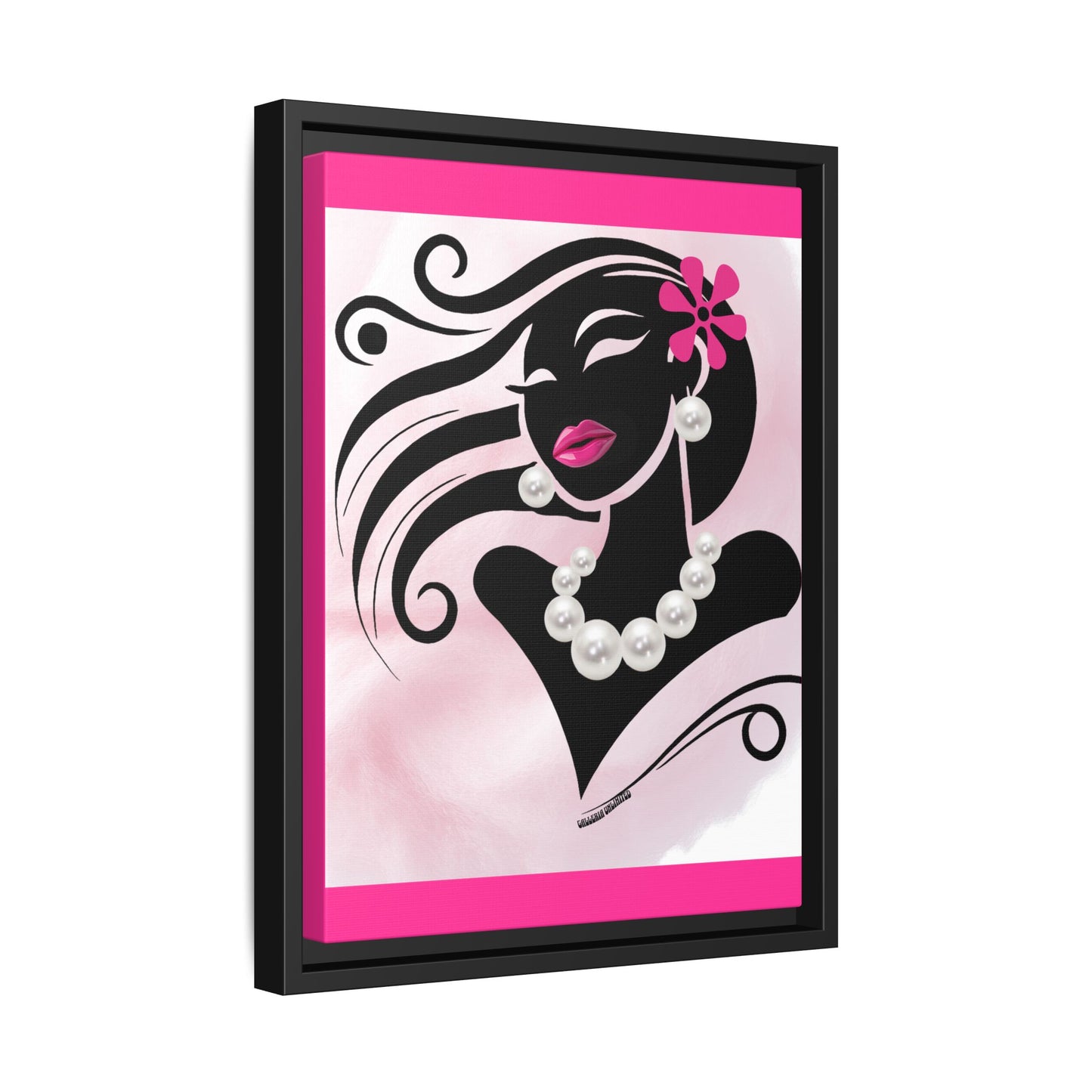 Pearls & Curls 6 | Candy Kiss Framed Matte Canvas Wall Art (black or white frame)
