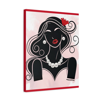 Pearls & Curls1 | Ruby Kiss Matte Canvas Print