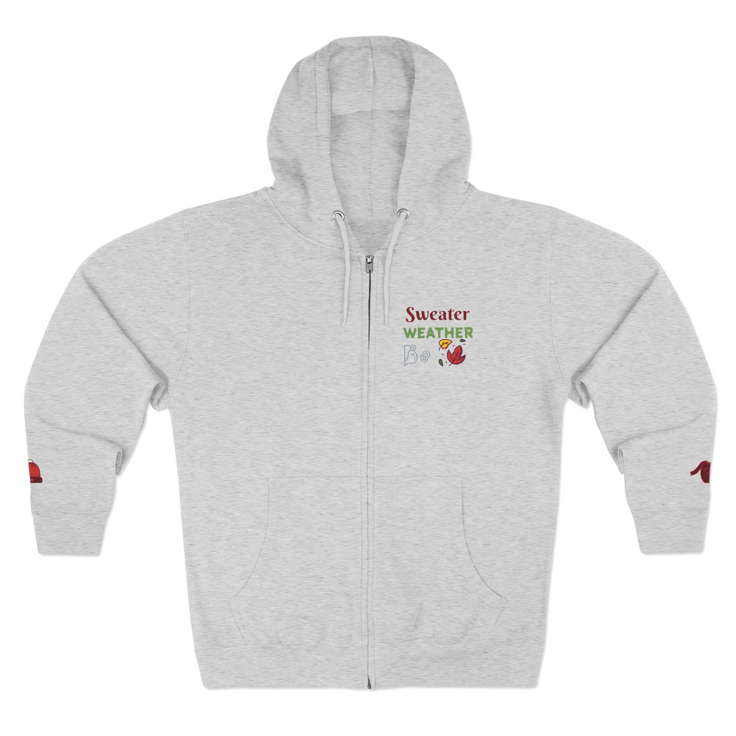 Harvest Haze 5 | 'Sweater Weather' Graphic Icon Zip Hoodie — Cozy Fall Hoodie with Autumn Icons