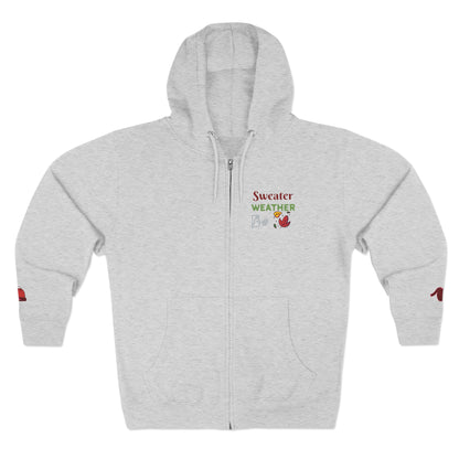 Harvest Haze 5 | 'Sweater Weather' Graphic Icon Zip Hoodie — Cozy Fall Hoodie with Autumn Icons