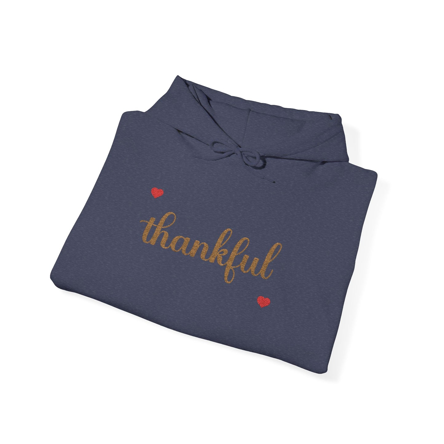 The Thankful Edit1 |Gold Embroidered Thankful Hoodie, red hearts (multiple colors)