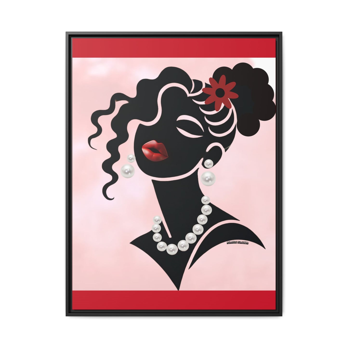 Pearls & Curls 5 | Crimson Kiss Framed Matte Canvas Wall Art (black or white frame)