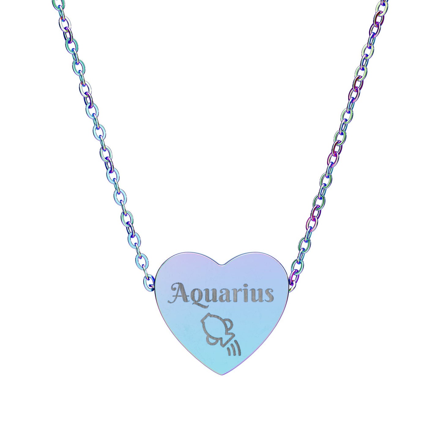 Aquarius | Heart Water Pitcher Symbol (18K gold/rose gold, stainless steel, rainbow/black PVD coating)