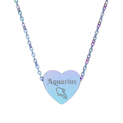 Aquarius | Heart Water Pitcher Symbol (18K gold/rose gold, stainless steel, rainbow/black PVD coating)