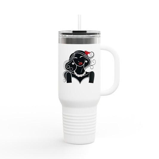 Pearls & Curls 1 | Insulated Travel Mug, 40oz (multiple colors)