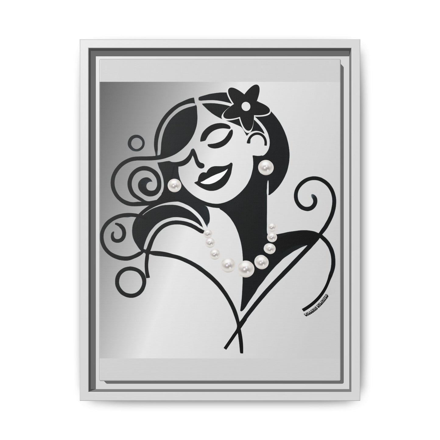 Pearls & Curls 4 | Black and White Framed Matte Canvas Wall Art (black or white frame)