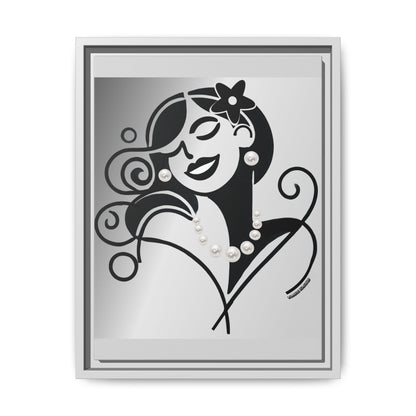 Pearls & Curls 4 | Black and White Framed Matte Canvas Wall Art (black or white frame)