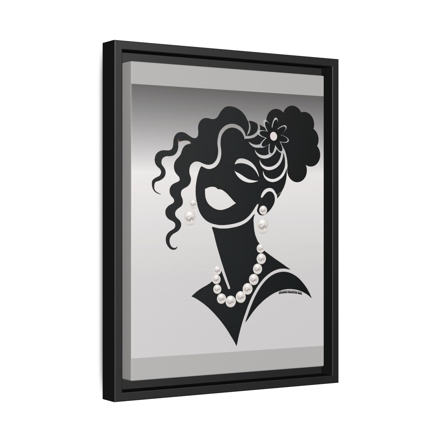 Pearls & Curls5 | Black and White - Framed Matte Canvas Art (black or white frame)