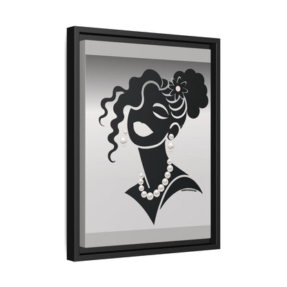 Pearls & Curls5 | Black and White - Framed Matte Canvas Art (black or white frame)