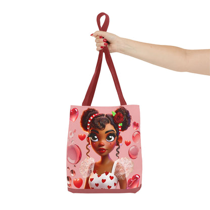 Heartbreaker Girl | Bubble Gum All -Over-Print Two-Tone Tote Bag (multiple strap colors)