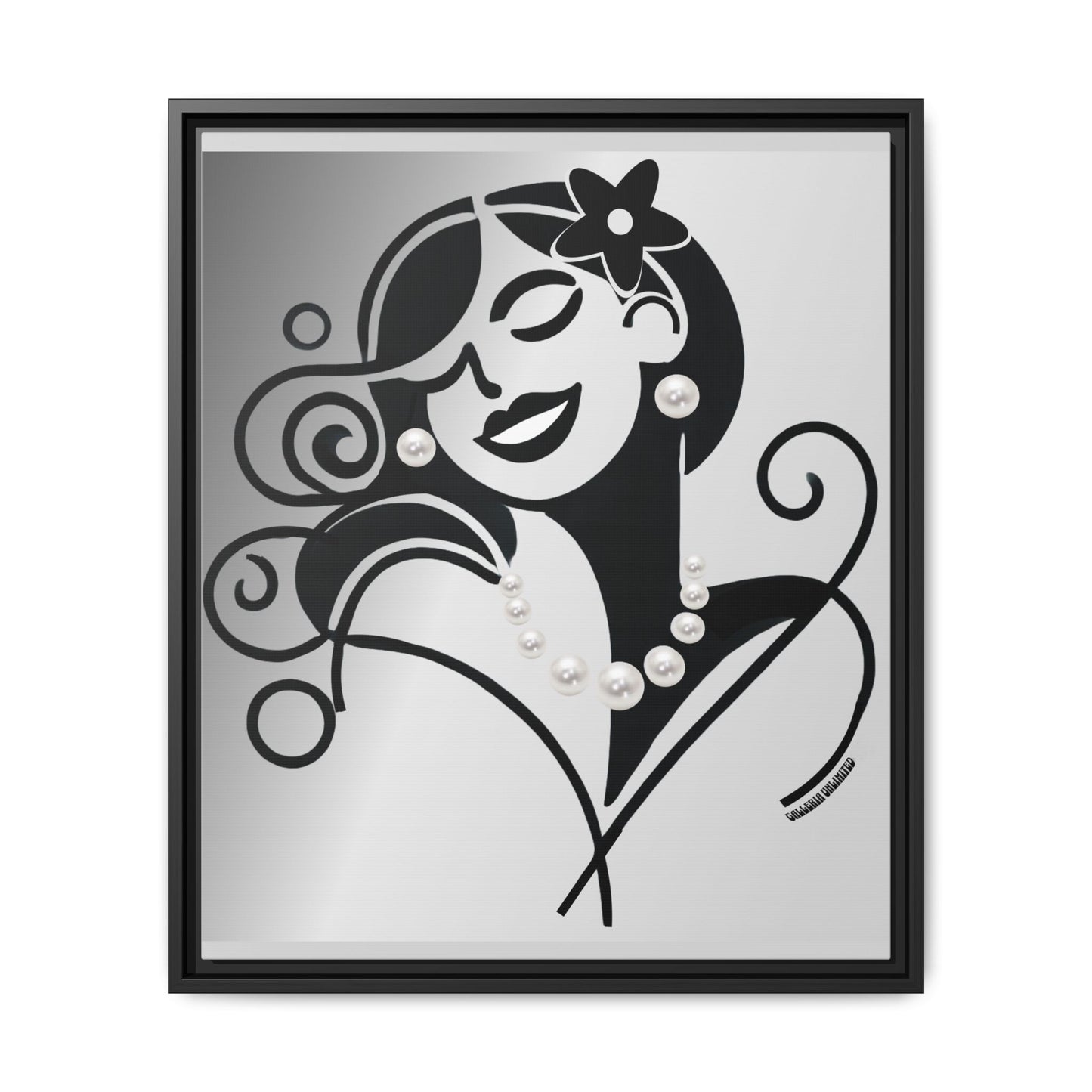 Pearls & Curls 4 | Black and White Framed Matte Canvas Wall Art (black or white frame)