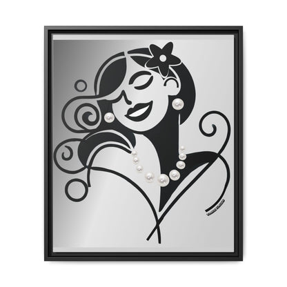 Pearls & Curls 4 | Black and White Framed Matte Canvas Wall Art (black or white frame)