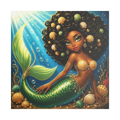 Sirens of the Gilded Sea | Jeweled Reef, Satin Stretched Canvas