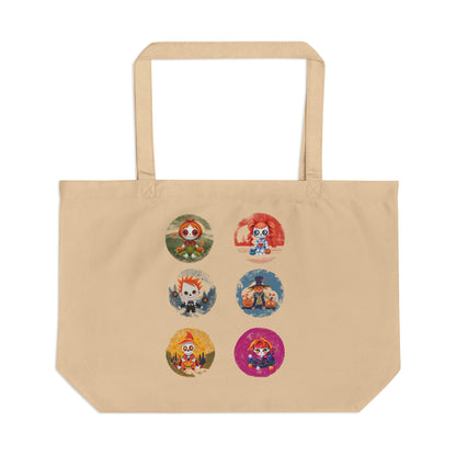 Harvest 'Ween | Halloween Trick or Treat Eco Tote — Cute Cartoon Scary Characters Canvas Bag