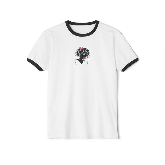 Pearls & Curls2| Pink Pout Ringer Tee (heather grey or white)