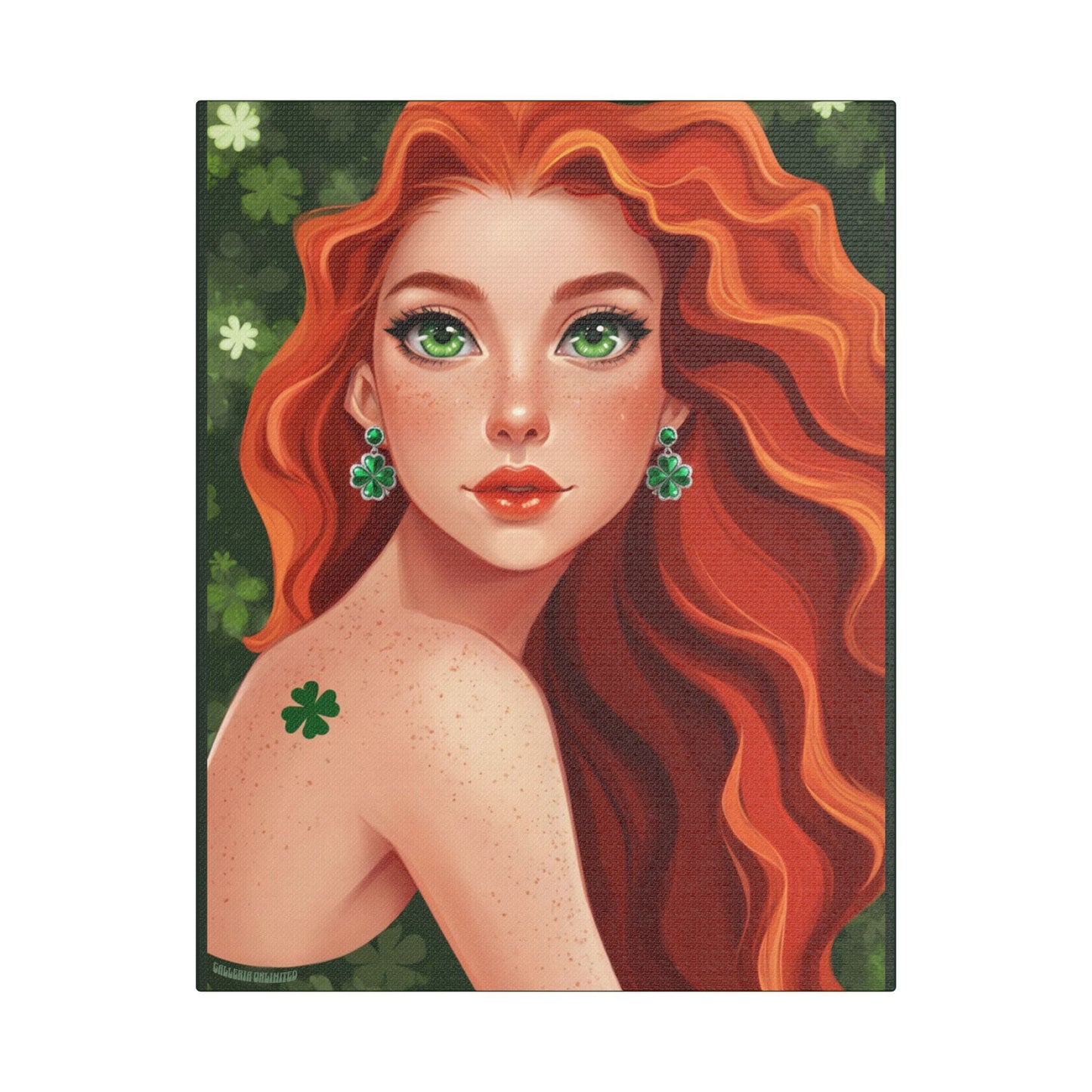 Clovers 1 | Emerald Whisper in Green, Stretched Satin Canvas Print