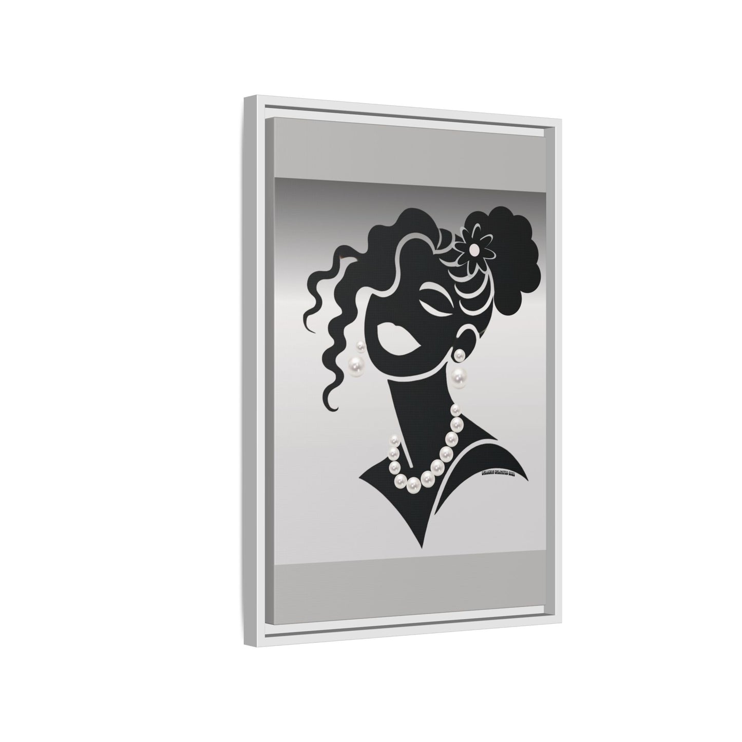 Pearls & Curls5 | Black and White - Framed Matte Canvas Art (black or white frame)