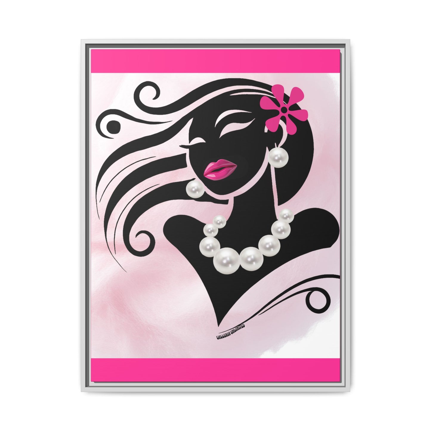 Pearls & Curls 6 | Candy Kiss Framed Matte Canvas Wall Art (black or white frame)
