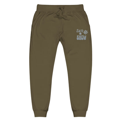 The Cozy Edit2 | Embroidered "Let It Snow" Fleece Lounge Joggers (multiple colors)