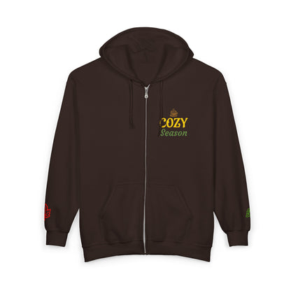 Harvest Haze | 'Cozy Season' Embroidered Zip Hoodie (multiple colors)