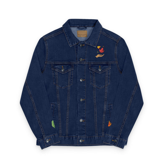 The Cozy Edit1 - Embroidered Denim Jacket (classic, black, and white denim)