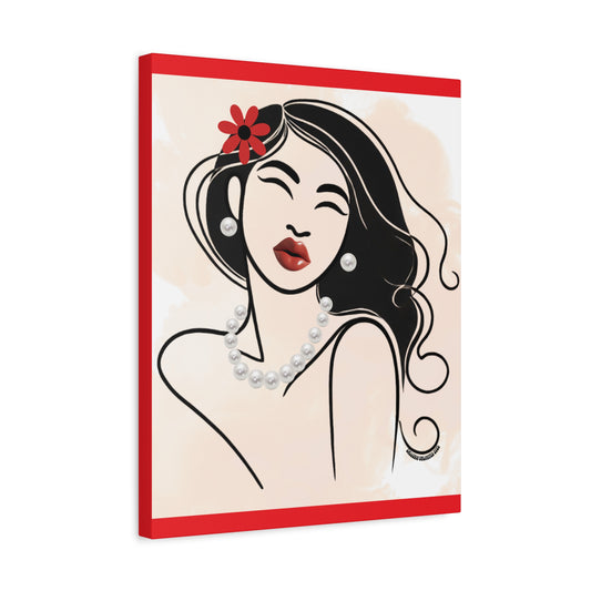 Pearls & Curls3 | Scarlet Kiss Matte Canvas Print