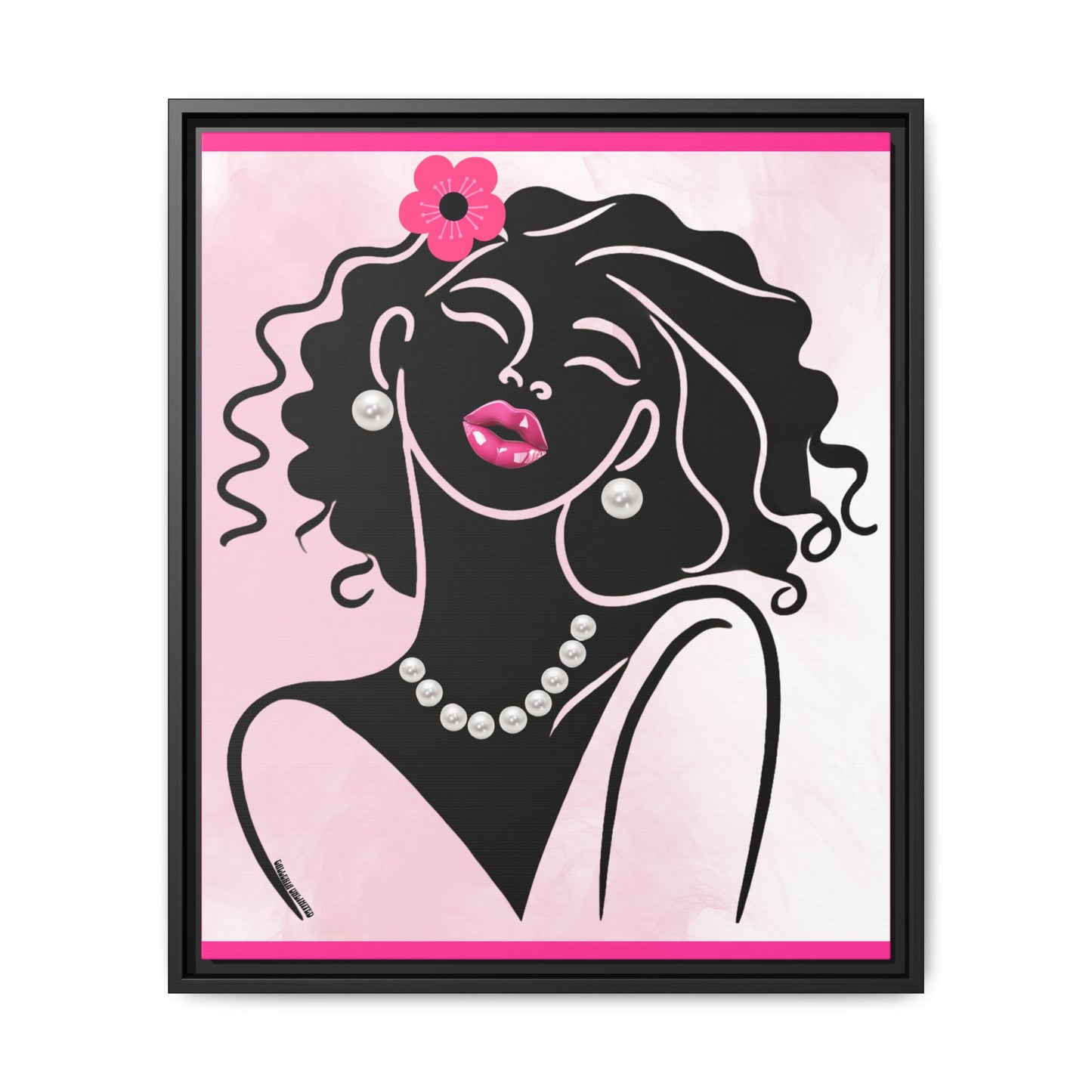 Pearls & Curls 2 | Pink Kiss Framed Matte Canvas Wall Art (black or white frame)