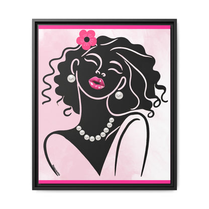 Pearls & Curls 2 | Pink Kiss Framed Matte Canvas Wall Art (black or white frame)