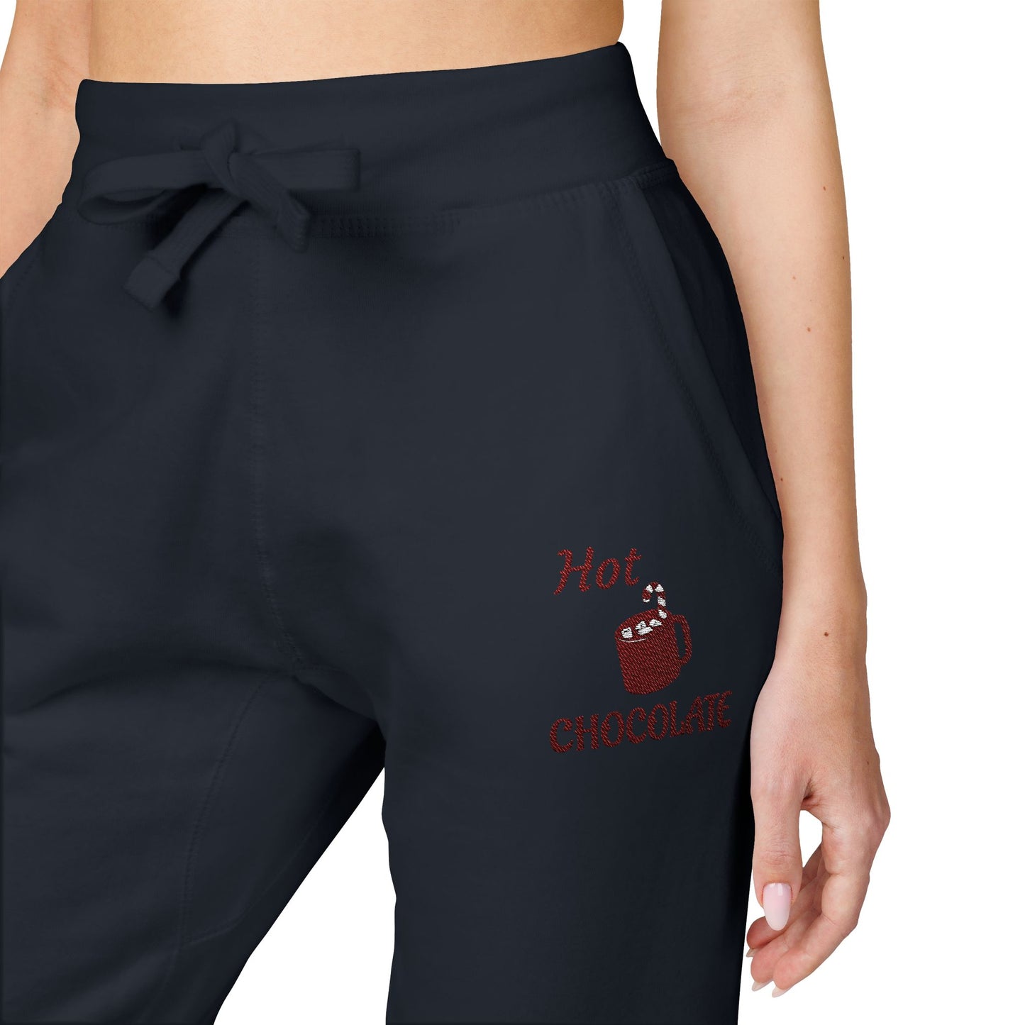 Harvest Haze | Maroon Embroidered 'Hot Chocolate' Sweatpants