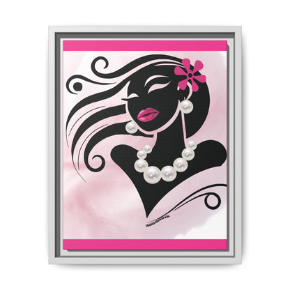 Pearls & Curls6 | Pink Pout - Framed Matte Canvas Art