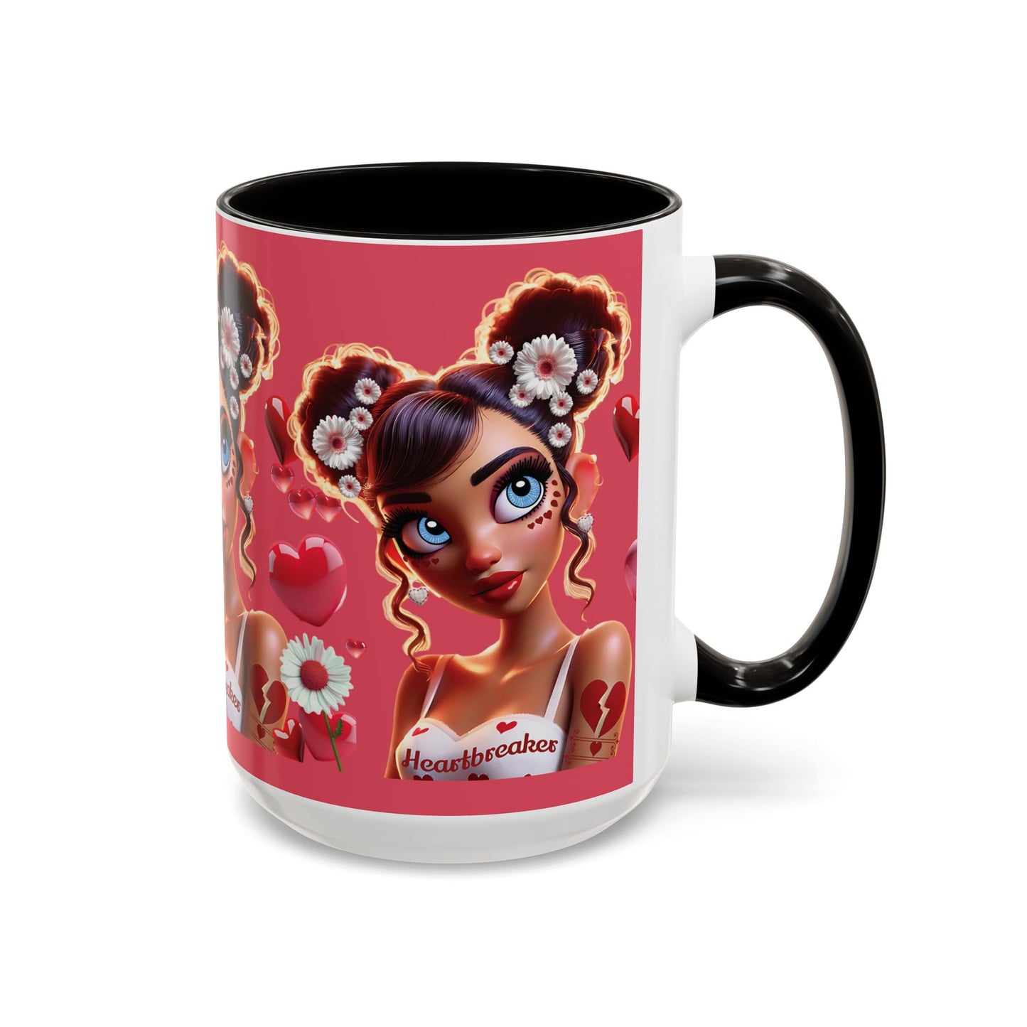 Heartbreaker 1 | Raspberry - Coffee Mug, two-tone, 15 oz (multiple handle colors)