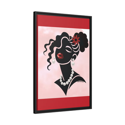Pearls & Curls5 | Ruby Kiss - Framed Matte Canvas Art (black or white frame)