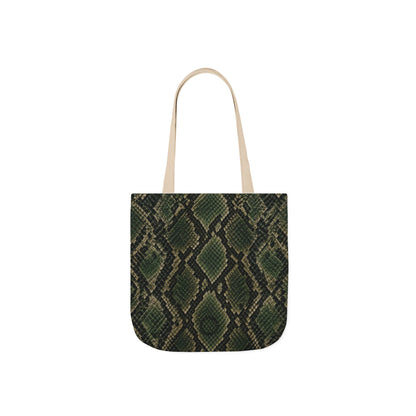 Snake | Olive Snakeskin Pattern Canvas Tote Bag