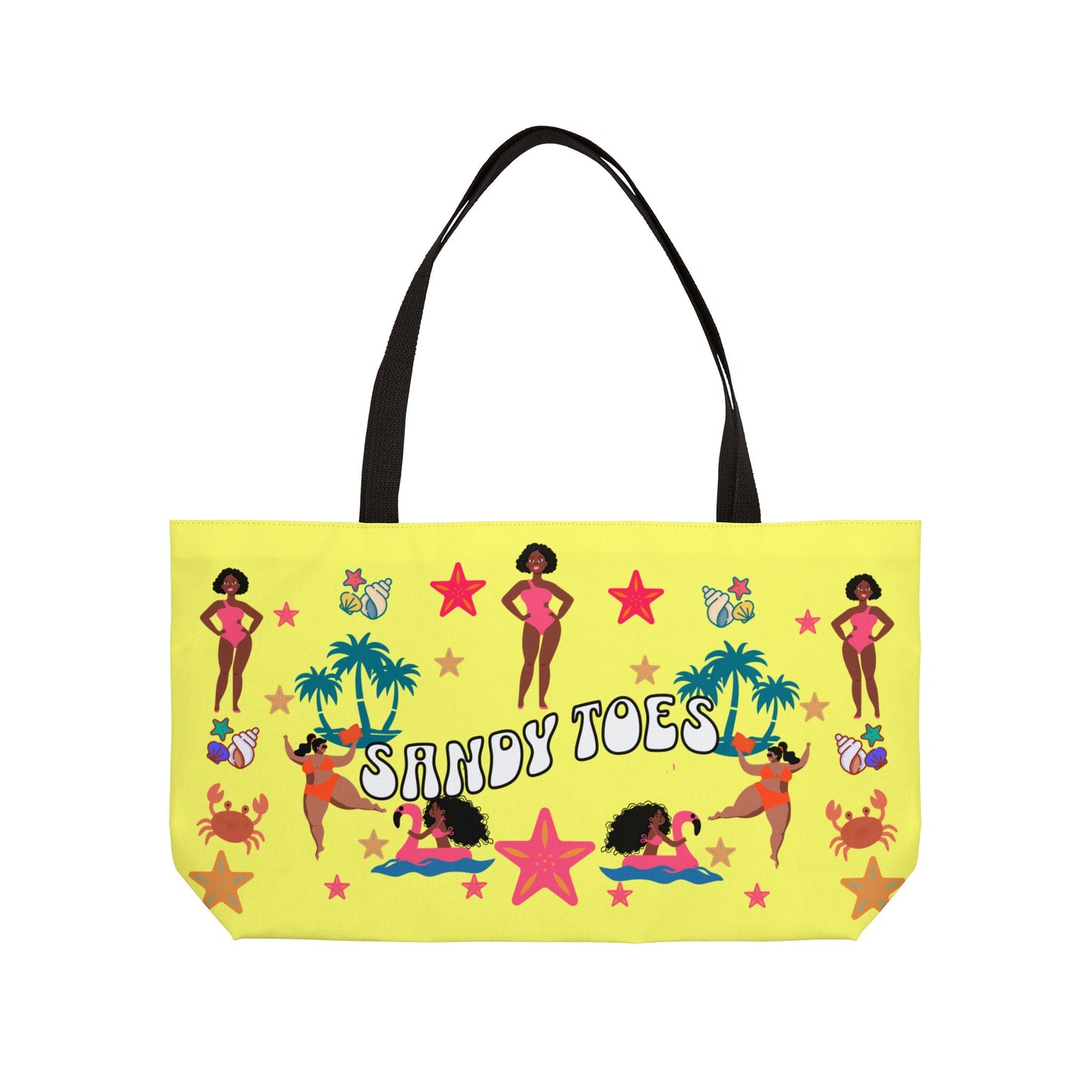 Sandy Toes | Pineapple Two-Sided Weekender Tote Bag (black girl)