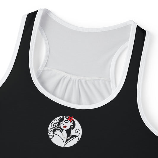 Pearls & Curls4 | Black - Scarlet Kiss Ringer Tank (black or white trim)