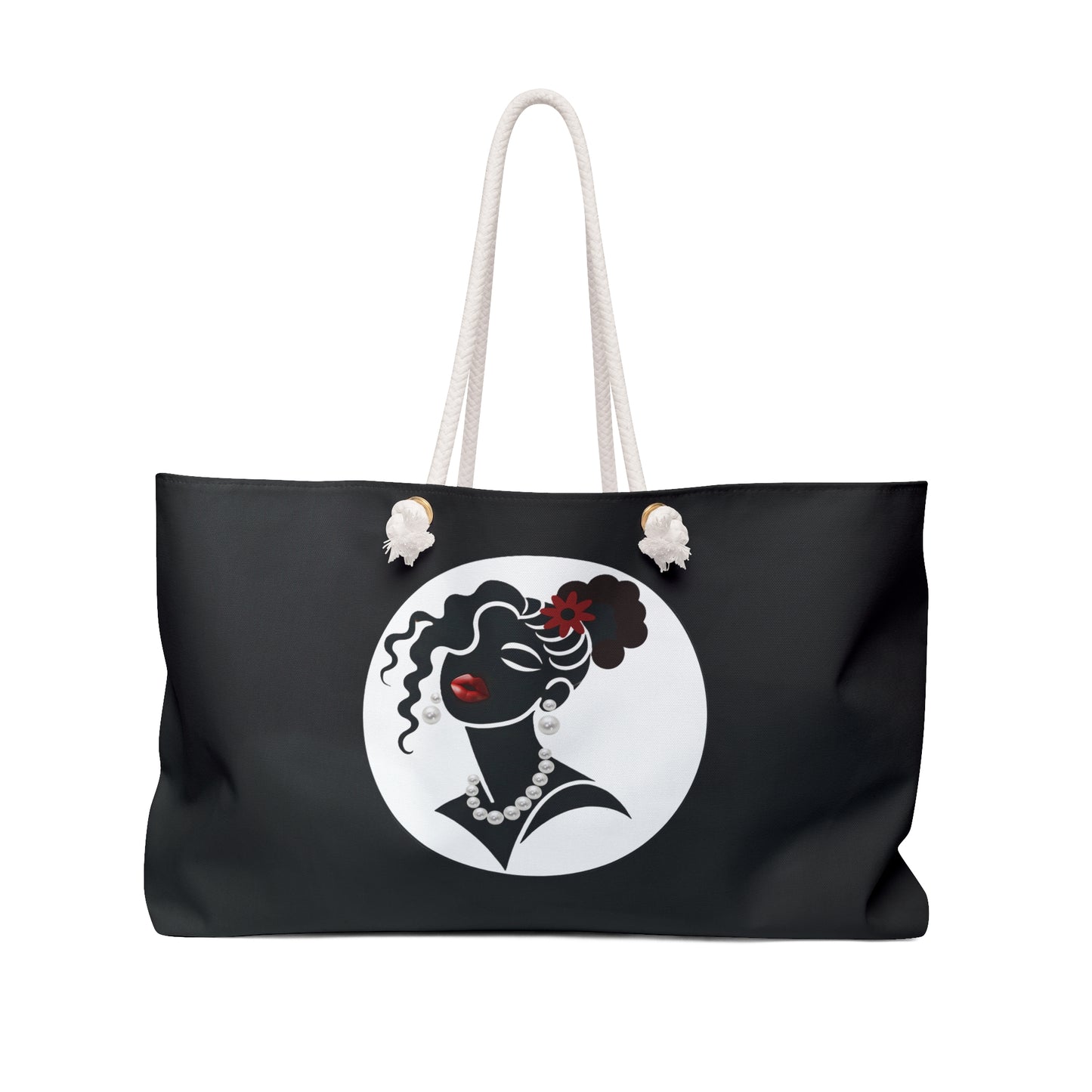 Pearls & Curls 5 | Black Double-Sided Weekender Bag