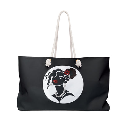 Pearls & Curls 5 | Black Double-Sided Weekender Bag
