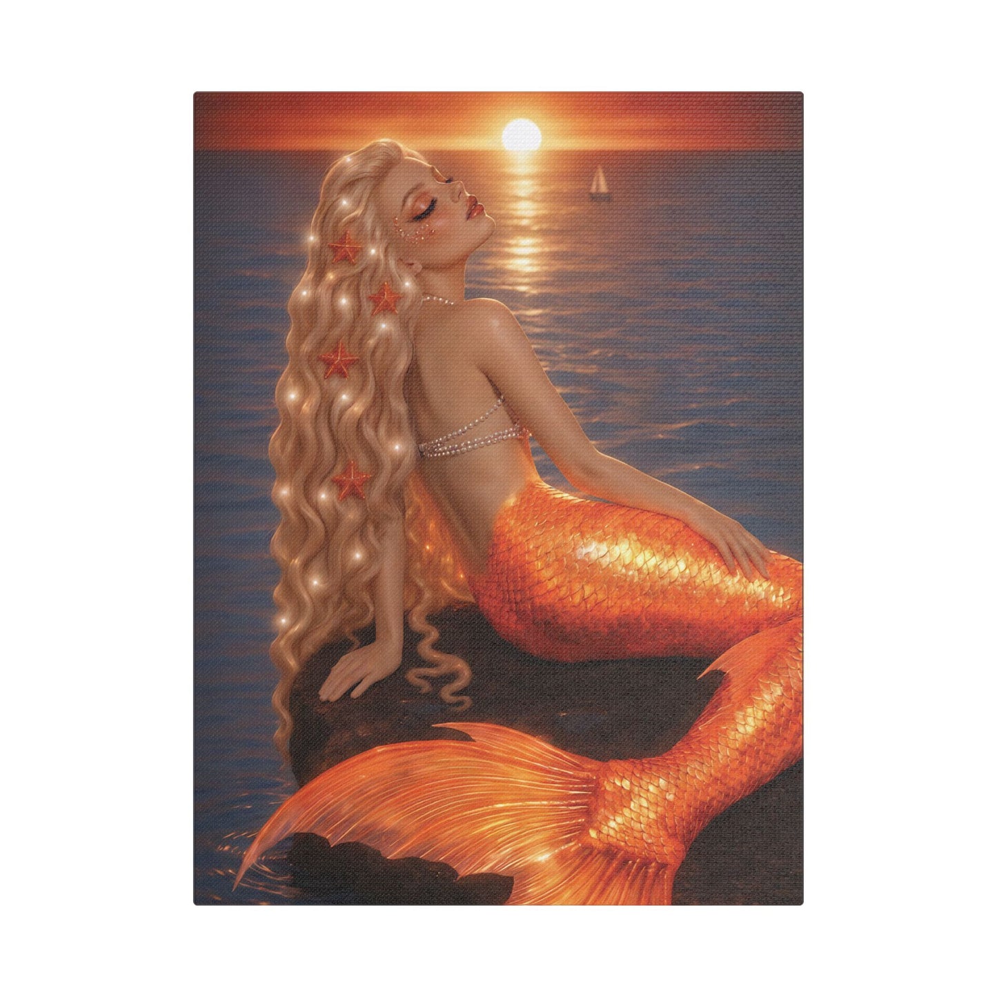 Gilded Sirens | Amber Horizon, Satin Stretched Canvas Print