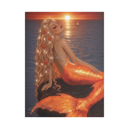 Gilded Sirens | Amber Horizon, Satin Stretched Canvas Print